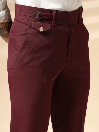 Wine Single Buckle Formal Gurkha Pants by ITALIAN VEGA®