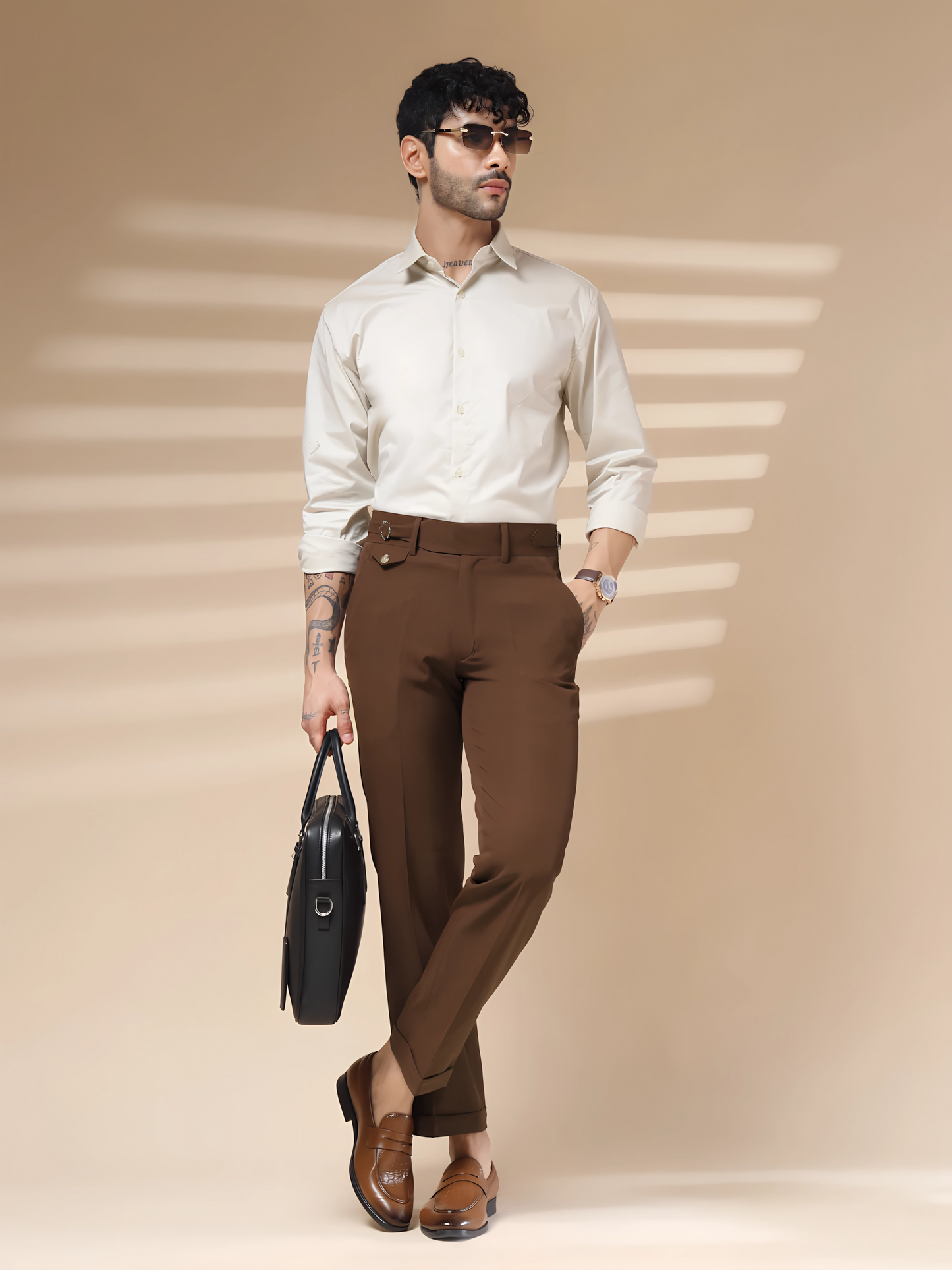 Brown Single Buckle Formal Gurkha Pants by ITALIAN VEGA®
