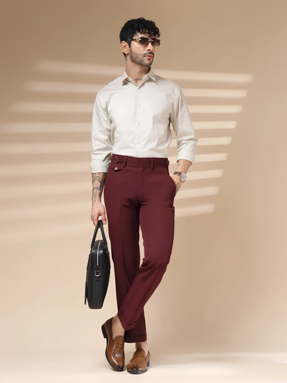 Wine Single Buckle Formal Gurkha Pants by ITALIAN VEGA®