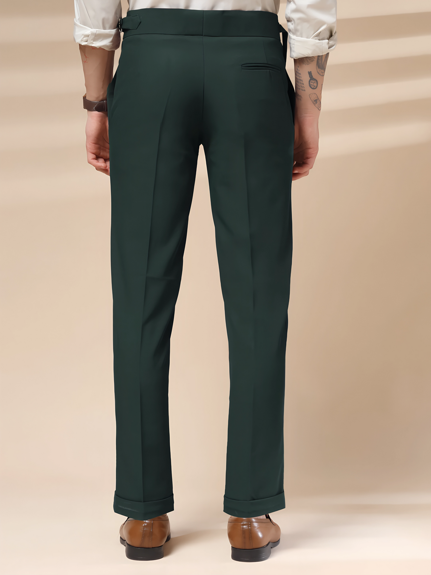 Bottle Green Single Buckle Formal Gurkha Pants by ITALIAN VEGA®