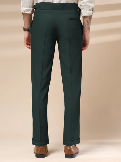 Bottle Green Single Buckle Formal Gurkha Pants by ITALIAN VEGA®