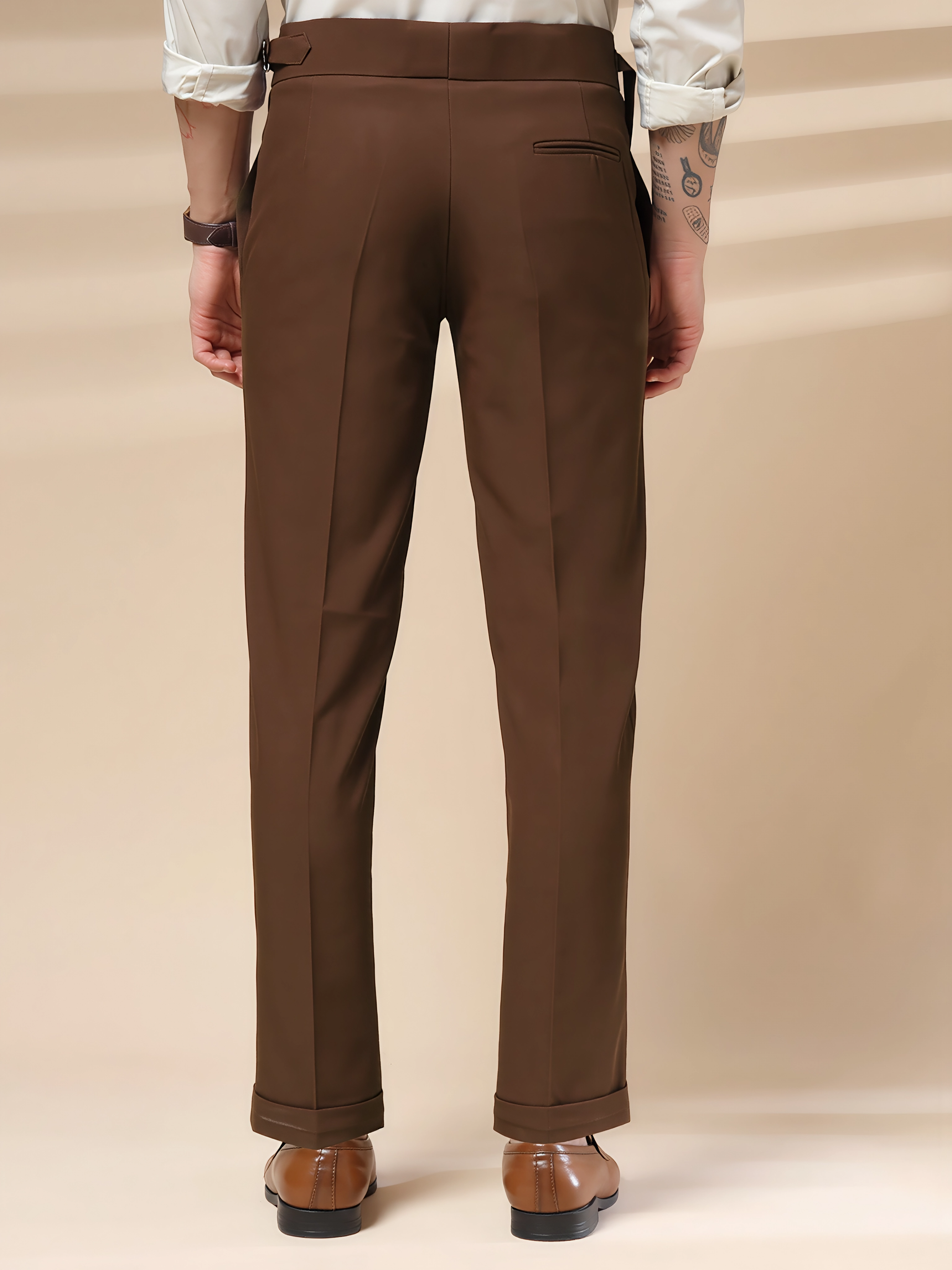 Brown Single Buckle Formal Gurkha Pants by ITALIAN VEGA®