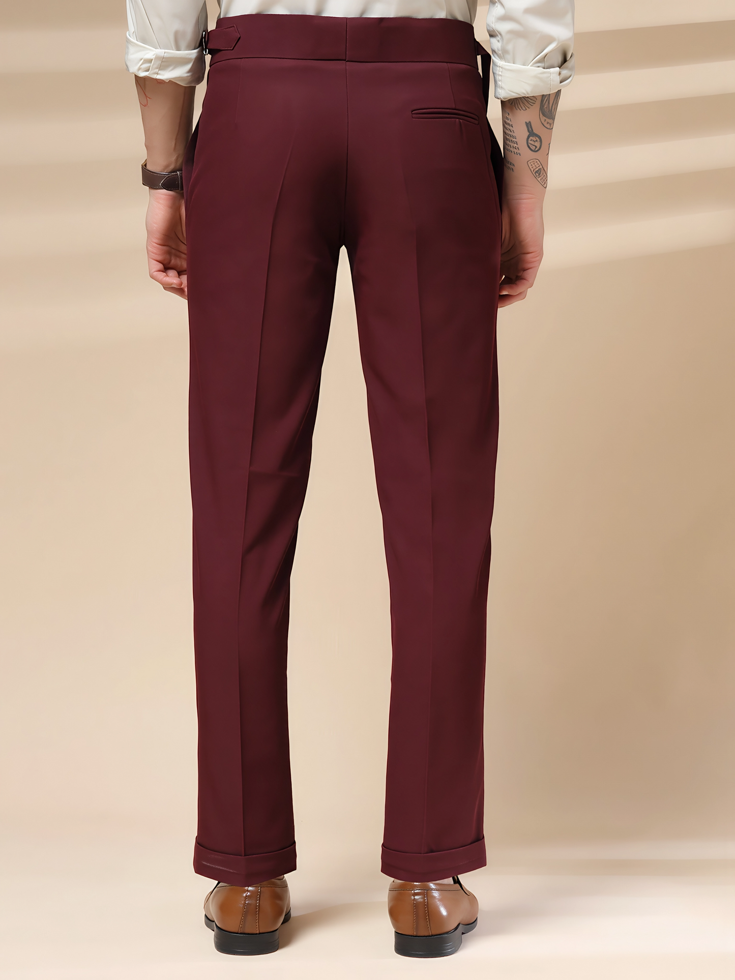 Wine Single Buckle Formal Gurkha Pants by ITALIAN VEGA®