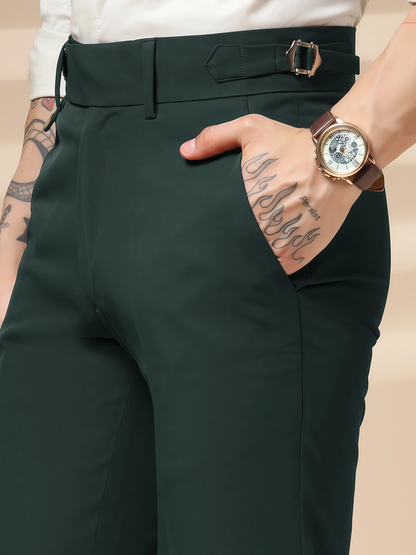 Bottle Green Single Buckle Formal Gurkha Pants by ITALIAN VEGA®