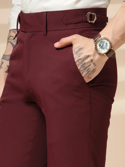 Wine Single Buckle Formal Gurkha Pants by ITALIAN VEGA®