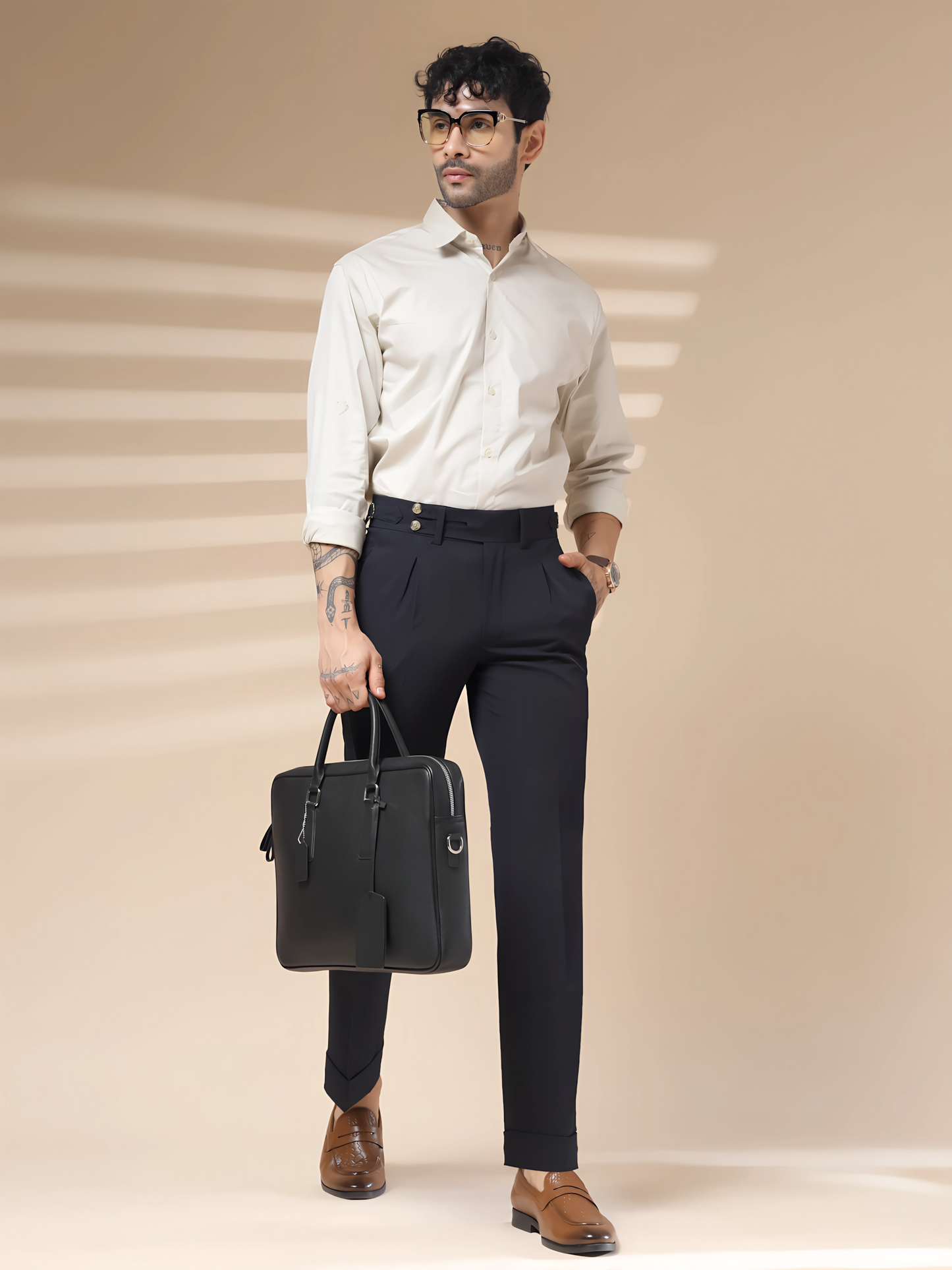 Navy Double Buttoned GURKHA PANTS by ITALIAN VEGA®