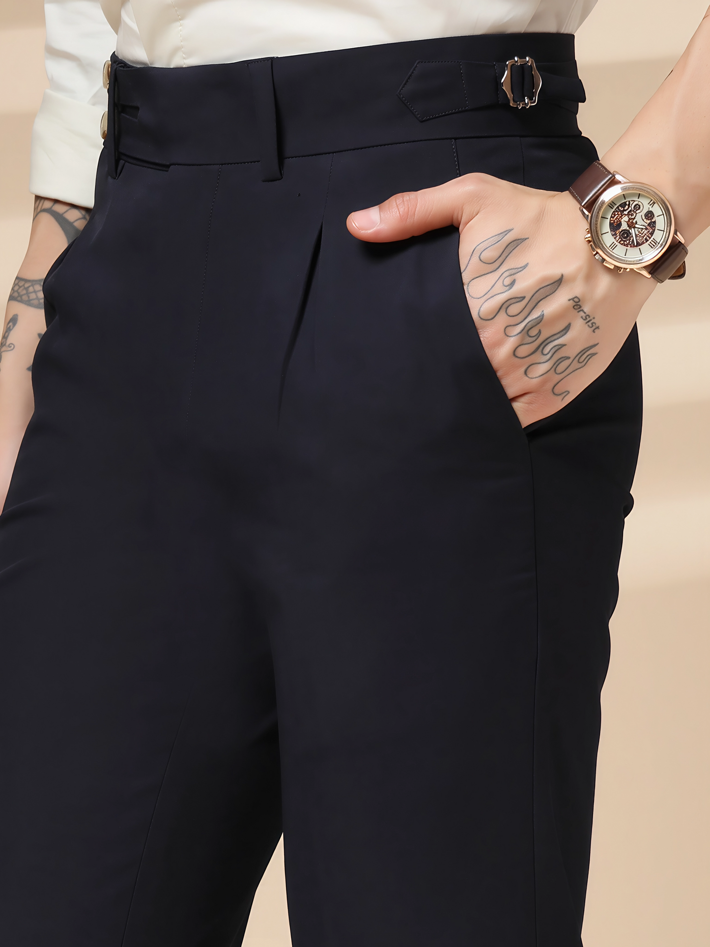 Navy Double Buttoned GURKHA PANTS by ITALIAN VEGA®
