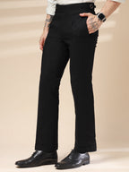Black Linen Elegant Gurkha Pants | Boot Cut Fit by Italian Vega®