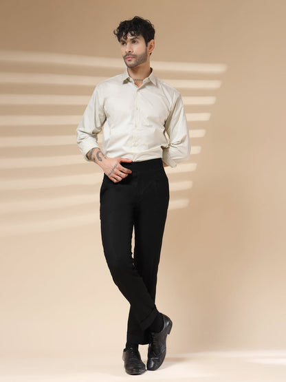 Black Elegant Linen Gurkha Pants | Boot Cut Fit by Italian Vega®