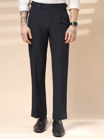 Navy Blue Italian Elegant Formal Gurkha Pants by ITALIAN VEGA®