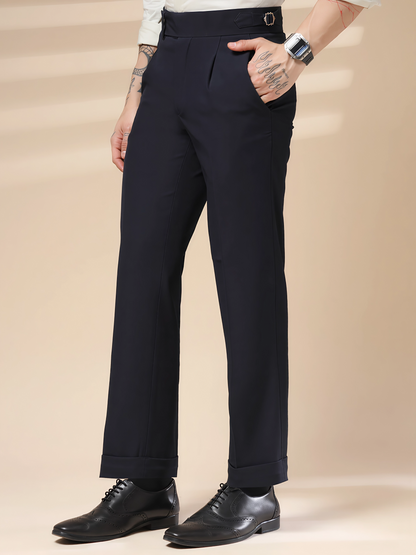 Navy Blue Italian Elegant Formal Gurkha Pants by ITALIAN VEGA®
