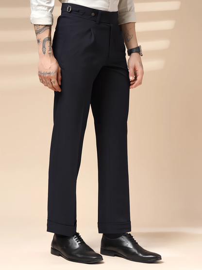Navy Blue Italian Elegant Formal Gurkha Pants by ITALIAN VEGA®