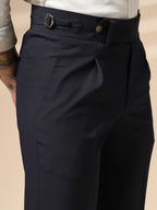 Navy Blue Italian Elegant Formal Gurkha Pants by ITALIAN VEGA®