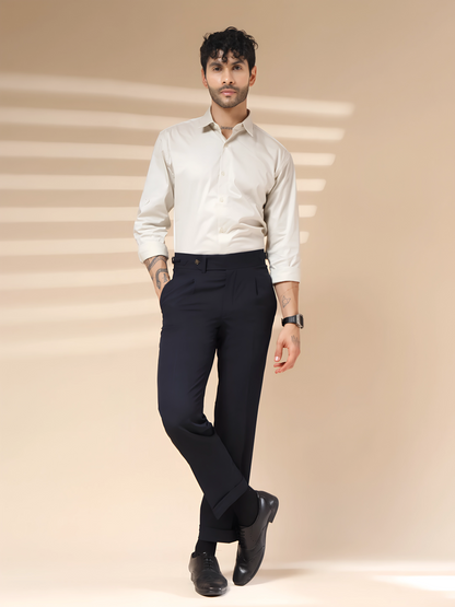 Navy Blue Italian Elegant Formal Gurkha Pants by ITALIAN VEGA®