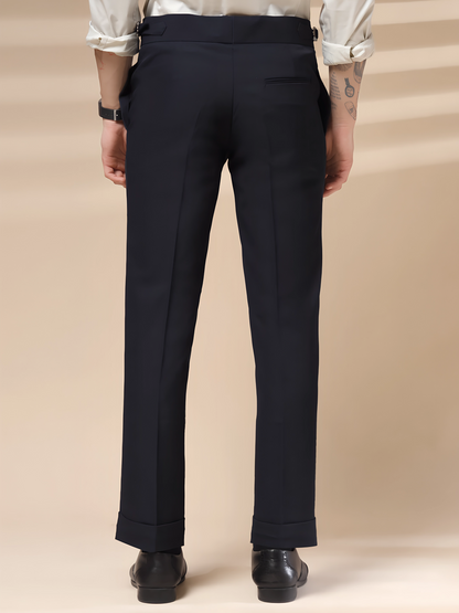 Navy Blue Italian Elegant Formal Gurkha Pants by ITALIAN VEGA®