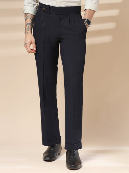 Navy Blue Double Buckle Formal Gurkha Pants by ITALIAN VEGA®