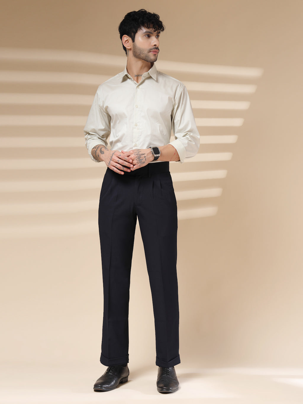 Navy Blue Double Buckle Formal Gurkha Pants by ITALIAN VEGA®
