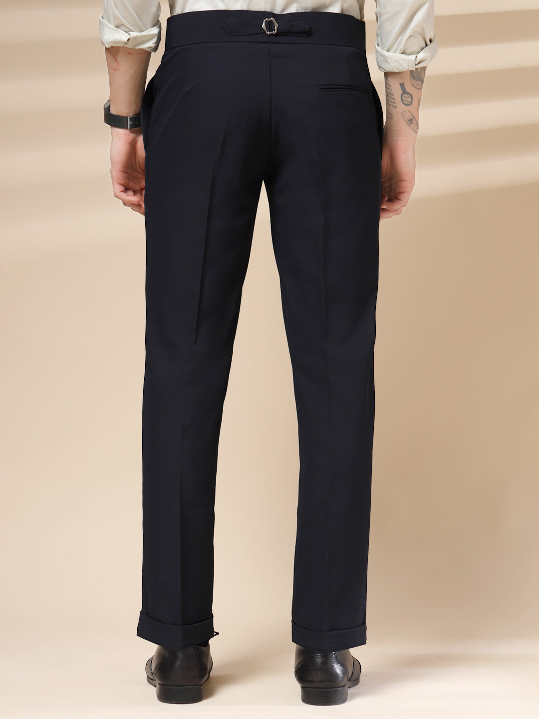 Navy Blue Double Buckle Formal Gurkha Pants by ITALIAN VEGA®