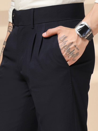 Navy Blue Double Buckle Formal Gurkha Pants by ITALIAN VEGA®
