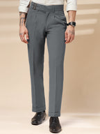 Stone Grey Double Buckle Formal Gurkha Pants by ITALIAN VEGA®