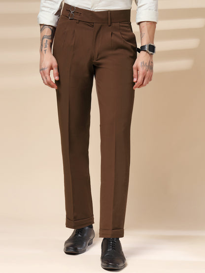 Brown Double Buckle Formal Gurkha Pants by ITALIAN VEGA®