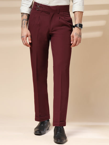 Wine Double Buckle Formal Gurkha Pants by ITALIAN VEGA®