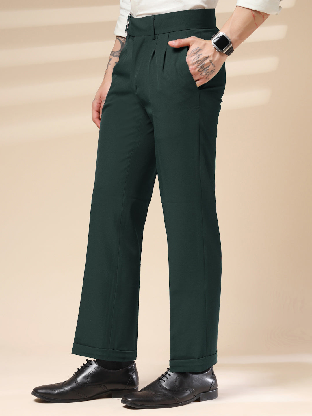 Bottle Green Double Buckle Formal Gurkha Pants by ITALIAN VEGA®