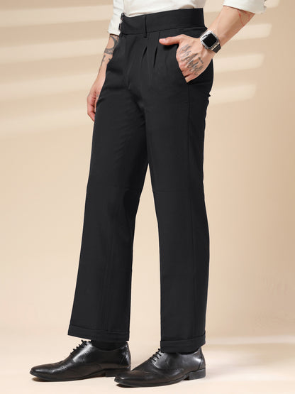 Black Double Buckle Formal Gurkha Pants by ITALIAN VEGA®