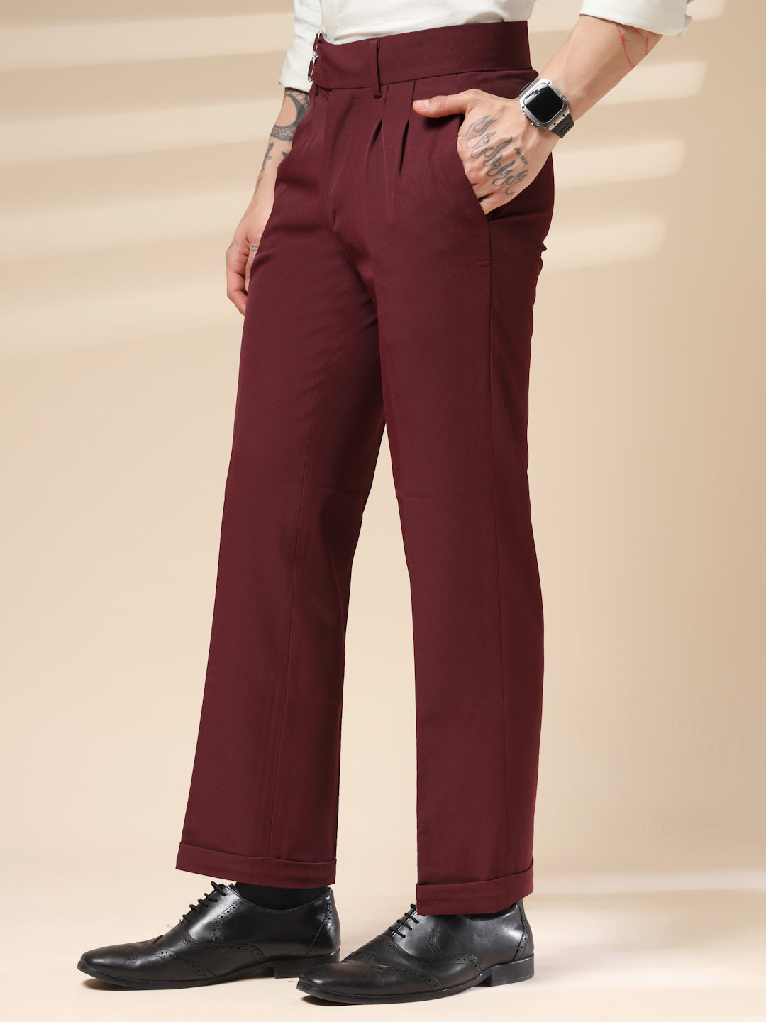 Wine Double Buckle Formal Gurkha Pants by ITALIAN VEGA®