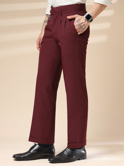 Wine Double Buckle Formal Gurkha Pants by ITALIAN VEGA®