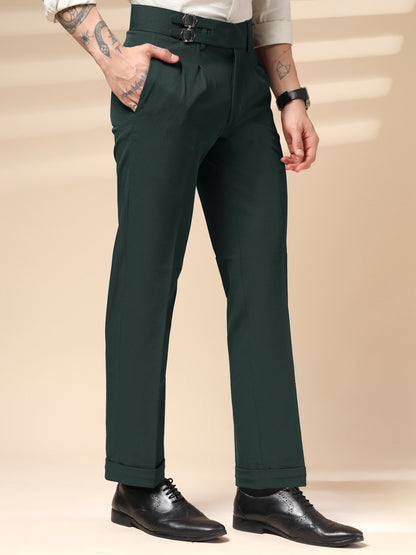Bottle Green Double Buckle Formal Gurkha Pants by ITALIAN VEGA®