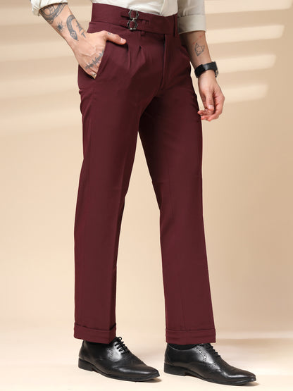 Wine Double Buckle Formal Gurkha Pants by ITALIAN VEGA®