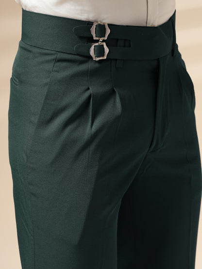 Bottle Green Double Buckle Formal Gurkha Pants by ITALIAN VEGA®