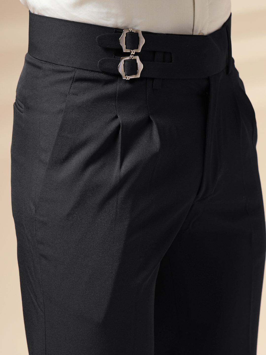 Black Double Buckle Formal Gurkha Pants by ITALIAN VEGA®