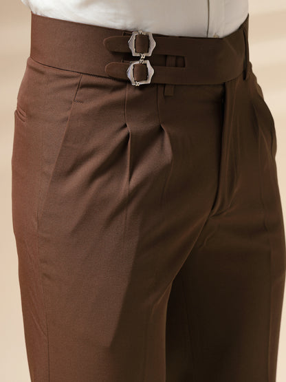 Brown Double Buckle Formal Gurkha Pants by ITALIAN VEGA®