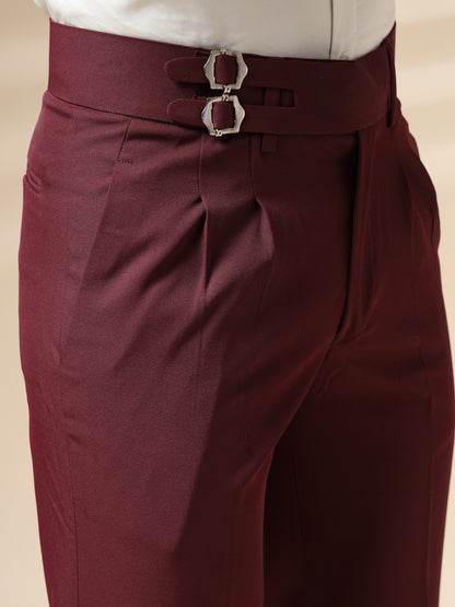 Wine Double Buckle Formal Gurkha Pants by ITALIAN VEGA®