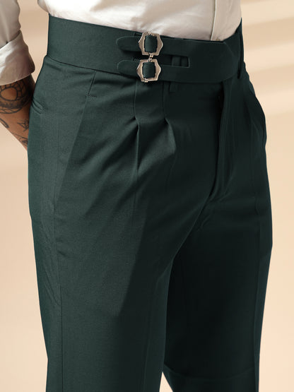 Bottle Green Double Buckle Formal Gurkha Pants by ITALIAN VEGA®