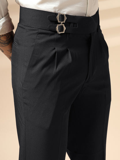 Black Double Buckle Formal Gurkha Pants by ITALIAN VEGA®
