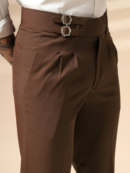 Brown Double Buckle Formal Gurkha Pants by ITALIAN VEGA®