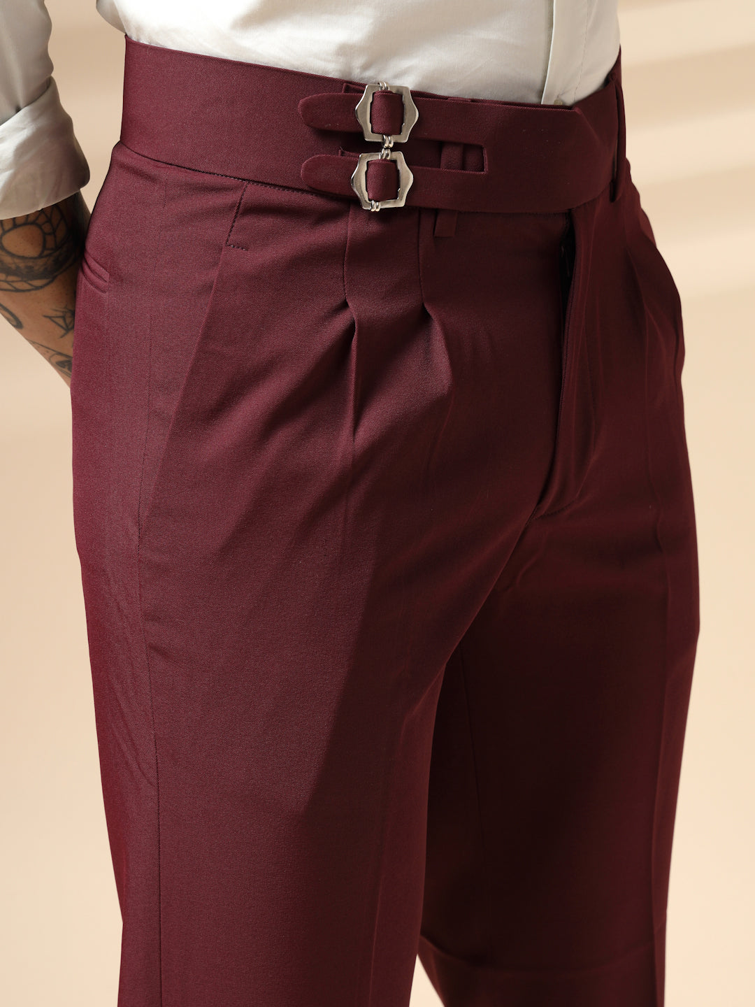 Wine Double Buckle Formal Gurkha Pants by ITALIAN VEGA®