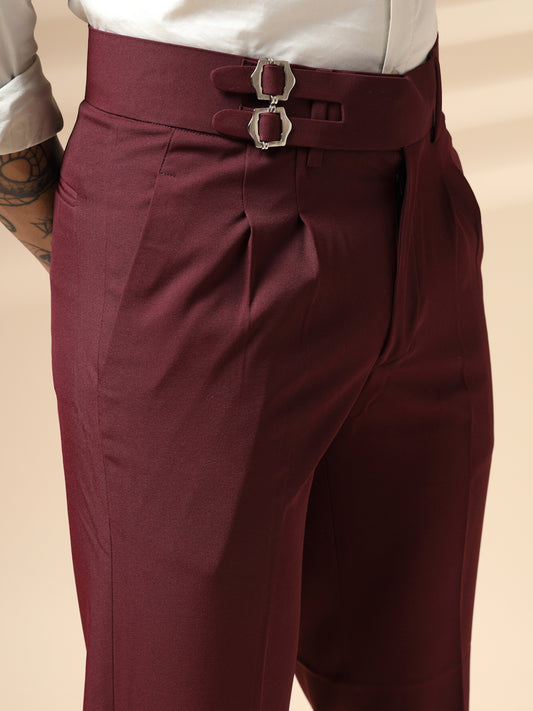 Wine Double Buckle Formal Gurkha Pants by ITALIAN VEGA®