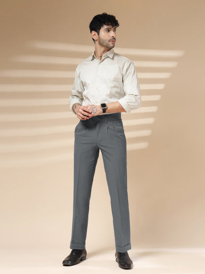 Stone Grey Double Buckle Formal Gurkha Pants by ITALIAN VEGA®