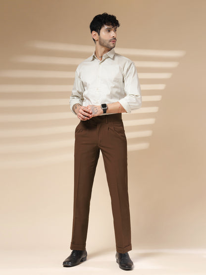 Brown Double Buckle Formal Gurkha Pants by ITALIAN VEGA®