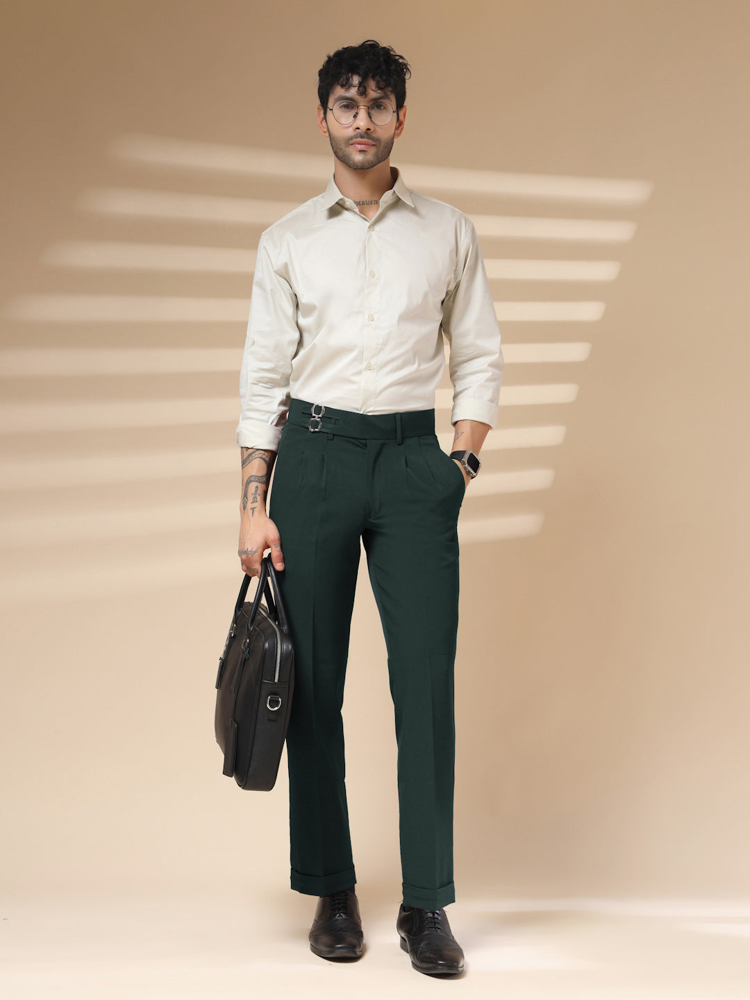 Bottle Green Double Buckle Formal Gurkha Pants by ITALIAN VEGA®
