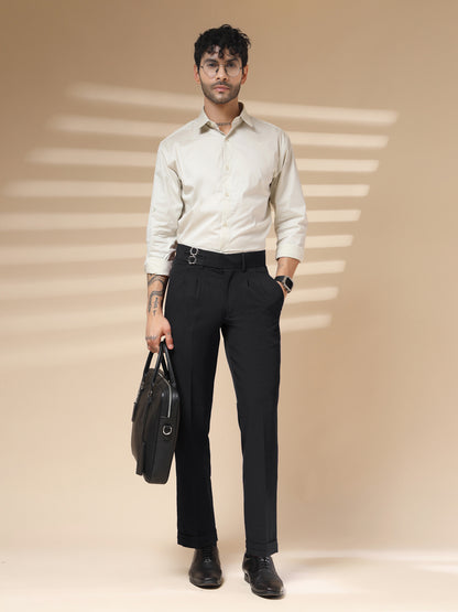 Black Double Buckle Formal Gurkha Pants by ITALIAN VEGA®