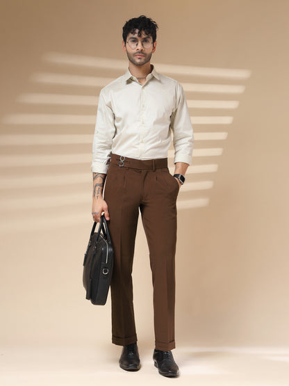 Brown Double Buckle Formal Gurkha Pants by ITALIAN VEGA®