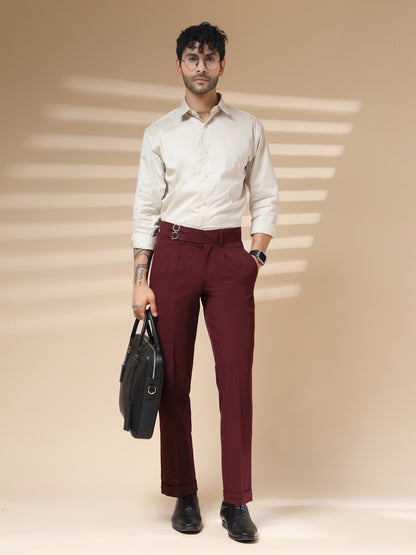 Wine Double Buckle Formal Gurkha Pants by ITALIAN VEGA®