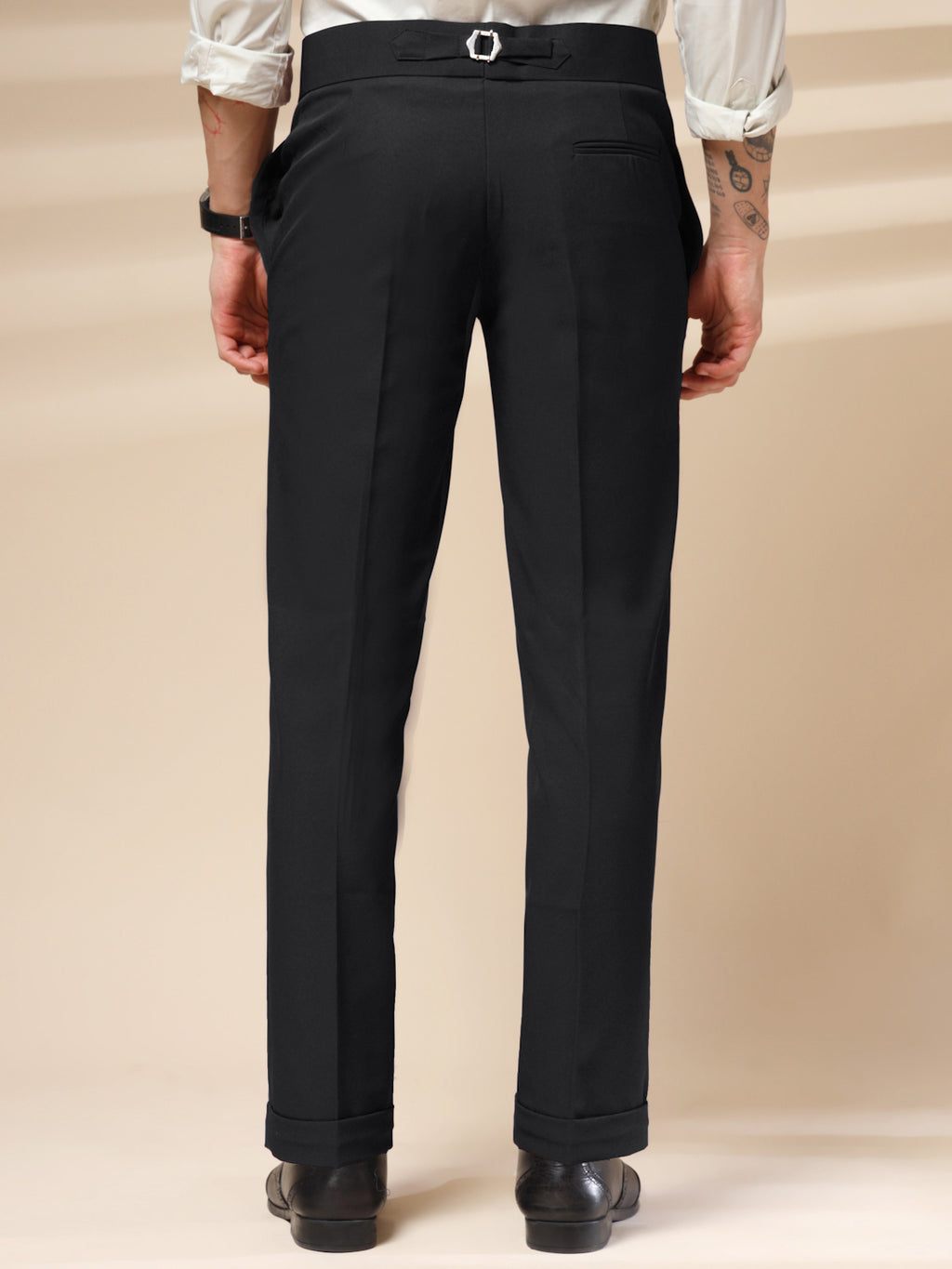 Black Double Buckle Formal Gurkha Pants by ITALIAN VEGA®