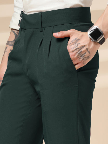 Bottle Green Double Buckle Formal Gurkha Pants by ITALIAN VEGA®