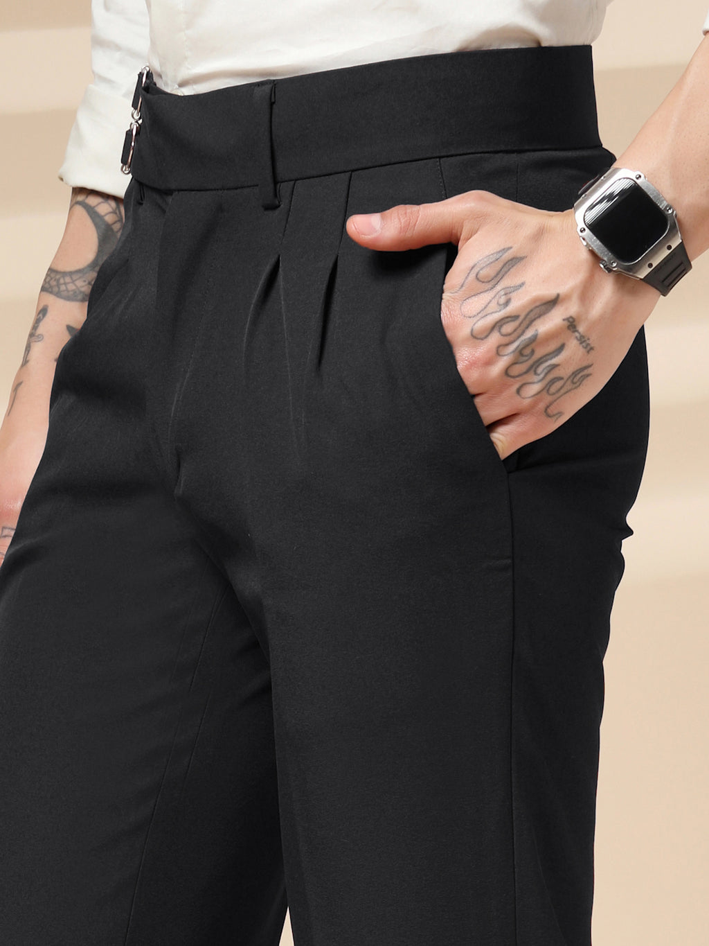 Black Double Buckle Formal Gurkha Pants by ITALIAN VEGA®
